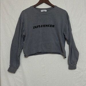 Suburban Riot “Influencer” Cropped Gray Sweatshirt. Size Medium